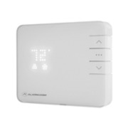 ALARM-9 | Smart Alarm.com Thermostat. Z-Wave communications. Connects to the communications module on all Alarm.com-compatible security panels. Support for up to 3 stages of heat. Cooling: 1 and 2 stages (Y, Y2). Heat pump: with auxiliary (O / B, Y, Y2, W, W2). Fan: G Power: (C, RH, RC). Power required: Flexible power options with standard AA batteries or common wire