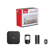 DAHUA-5582 | Kit d'alarme radio Dahua 868 MHz Grade 2 en noir avec détecteur PIR, contact magnétique et télécommande