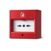 FOC-219 | Pulsador de alarma convencional tipo "romper cristal" en color rojo para empotrar en caja convencional o superficie. Película plástica sobre vidrio. Tecla de prueba en la parte inferior. Certificado EN54.