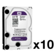 HDD-2-PACK10 | Pack de 10 discos duros con capacidad de 2 TB (modelo WD20PURX), especial para videograbadores