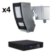 VIM-100M | Kit longue distance Optex 40m composé de: 1x module d'intégration vidéo d'événements générés par les capteurs SAM-4483 (VIM-X4), 4x détecteurs extérieurs PIR de rideaux série 100 x 3m Redwall OPTEX-83 (SIP-100-IP).