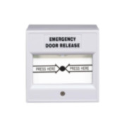 CONAC-707 | Resettable white emergency pushbutton suitable for emergency exit doors.