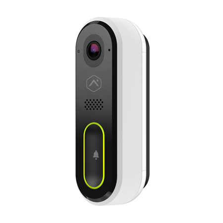 ALARM-23 | Videotimbre Alarm.com con WiFi. Resolución de video Full HD. Campo de visión de 115°(H) y 150°(V). Alto rango dinámico (HDR). Visión nocturna por infrarrojos. Análisis de vídeo para alertas más relevantes. Visualización de imágenes en directo y clips guardados. Audio bidireccional a través de la App móvil. Antena 2x2 para mejorar el alcance Wi-Fi. Compatible con carillones mecánicos y digitales. Calenfactor de batería para funcionamiento a bajas temperaturas. Transformador de campana (24 V, 0,63 A).