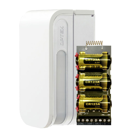 AXPRO-BXS-R | Dual dual PIR detector for outdoor side view. Coverage of 12m on each side. It can be connected to a CCTV camera for sending visual alarms. Advanced processing logic SMDA. 4 detection zones (2 on each side). Detection range adjustable in 5 levels. Adjustable sensitivity in 3 levels. Independent alarm outputs on each side, fault / tamper output and tamper against tampering. Double conductive mesh (patented) to avoid interference. IP55. Self-powered with lithium or alkaline batteries 3V ~ 9V DC or from transmitter via radio.