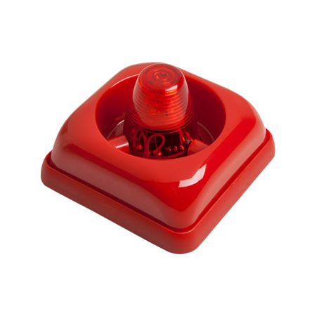 COFEM-47 | Sirena Cofem óptico-acústica. Potencia sonora de 85 dB. Flash intermitente. Fabricada en PVC color rojo