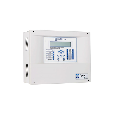 COFEM-66 | Addressable algorithmic central Lyon Remote Cofem. 6 detection loops, expandable up to 20 loops. Up to 226 points per loop. Includes remote connection module. Certified EN 54-2 and EN 54-4