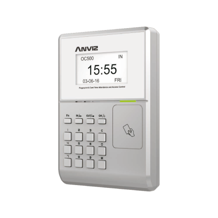 CONAC-785 | Terminal de control de acceso y presencia Anviz. Identificación por tarjeta RFID EM 125KHz o Mifare, ID, contraseña y combinaciones. 20.000 tarjetas, 200.000 registros. 1 salida de relé. Salida Wiegand. TCP/IP, USB host, Mini USB. . 8 estados autodefinidos. Sensor de puerta, Conmutador, entrada/salida Wiegand 26. 12V CC.