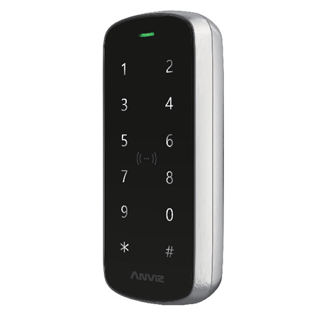 CONAC-815N | Teclado con lector de tarjetas MIFARE - Anviz. Módulo de comunicación WiFi y Bluetooth. 10.000 códigos/tarjetas, 200.000 registros. TCP/IP, RS485, Wiegand 26. Relé. permite desbloqueo de puertas a través de móvil con Bluetooth. Apto para exterior antivandálico.