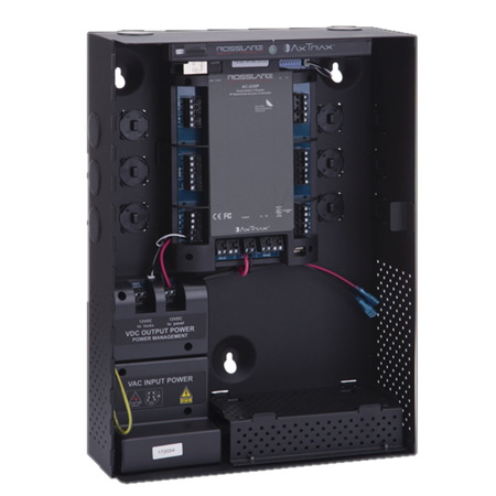 CONAC-862 | Rosslare control panel for 2 readers. Online and offline operation. Capacity of 30,000 users. Record of up to 20,000 events. 128 access groups. 128 time zones, 64 holidays and 32 NG Smart Links for automation. 4 inputs / 4 outputs. Works with AxTraxNG™ & Trade. Modular and expandable solution. Includes box and power supply