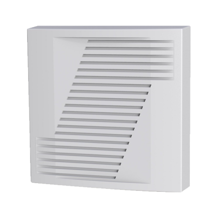 CQR-11 | Low profile Internal Sounder for internal use. 110 dB (A) at 1 meter. Selectable alternating and continuous tone. Tamper protected lid and mounting. White color ABS plastic. EN50131 Grade3. Environmental class II.
