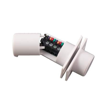 CQR-2 | Recessed magnetic contact. 17 mm aperture distance. Tamper with micro switch incorporated. Terminal strip with 4 terminals for connection, junction box is not required. Selectable EOL resistance. Can be configured as a double contact. Can be used in doors. White color. EN50131 Grade 2, Environmental classl II.