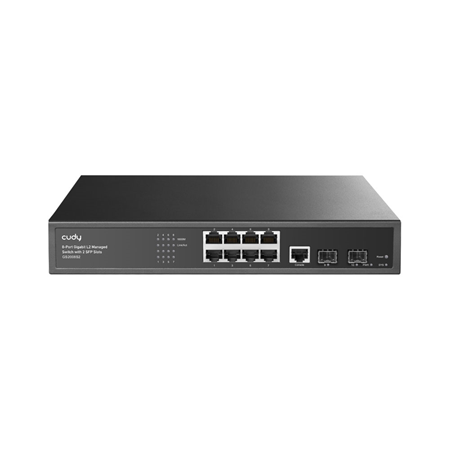 CUDY-77|Comutador Gigabit de 8 portas com 2 ranhuras SFP