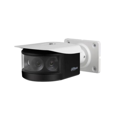 DAHUA-1039-FO | Dahua IP panoramic camera 180° multilens with IR illumination of 30 m, vandal protection for outdoors. H.265+/H.265//H.264+/H.264. 4x units 1/2,8” Sony® Starvis CMOS. Triple stream. 4096x1800 resolution. 3 mm fixed lens (H: 180°, V: 80°). 16X digital. ICR. 0,007 lux. OSD, AWB, AGC, BLC, HLC, digital WDR, 3D-DNR, 4 zone ROI, motion detection and privacy mask. IVS. Heat map, E-PTZ. Audio: 1 in / 1 out. Alarm: 2 in / 2 out. MicroSD slot. Onvif, PSIA, CGI. Unicast/Multicast. IP67, IK10, Lightning-proof 6KV. 24V AC. PoE+.