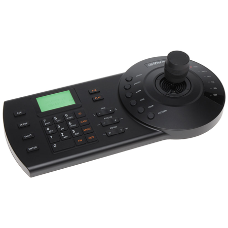 DAHUA-111N | Teclado IP 3AXIS Dahua. Permite controlar domos motorizados, DVR y servidores de vídeo. Comunicaciones RS485, RS422, USB, RS232 y RJ45. Menú en pantalla con consejos para el usuario. Hasta 64 usuarios. Conexión con SmartPSS o DSS a través de USB