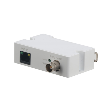 DAHUA-1154N | Extensor Ethernet sobre coaxial Dahua. Largo alcance. Un solo puerto. Soporta IEEE802.3, IEEE802.3u. Soporta línea de datos y alimentación PoE. 1 puerto RJ45 10/100Mbps. 1 puerto BNC. Admite cable coaxial RG59: 400m/100Mbps, 1000m/10Mbps. Soporta autoadaptación MDI/MDIX. Soporta la transmisión de alimentación a través de coaxial