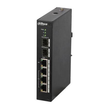 DAHUA-1344|Switch PoE (maximum 120W) gérable L2 gamme industrielle 3 ports Fast Ethernet PoE + 1 port uplink Gigabit Ethernet PoE +