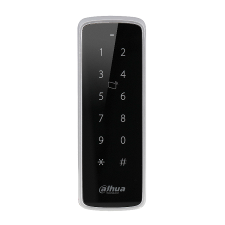 DAHUA-1663 | Lector RFID Mifare access control reader with keyboard. Mifare range 3~5 cm. Bluetooth supported, range of 0~5 m. RS485 and Wiegand 34 interface. IP65. 12V DC.
