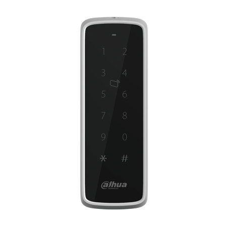 DAHUA-1790 | RFID EM-ID (125KHz) reader for access control with keyboard. 3~5 cm range . Bluetooth supported, 0~5 meter range.  RS485 and Wiegand 34 interface. IP65. 12V DC.