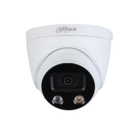 DAHUA-1909-FO | IP dome AI series StarLight with white LED + IR LED up to 50 m for outdoors. 1/2,8” Sony® STARVIS™ CMOS, 2MP. Triple stream. H.265+/H.265/H.264+/H.264. 2MP at 25ips. ICR. 0,002 lux F1.6. 2,8 mm lens (106°). OSD, AWB, AGC, BLC, HLC, WDR 120dB, 3D-DNR, 4 ROI, defog, mirror, motion detection and privacy mask. Perimetral protection and people counter. IVS. MicroSD slort Onvif, API, P2P. IP67. 3AXIS. 12V DC. PoE.