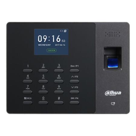 DAHUA-1973 | Dahua terminal with biometric reader and IC Mifare presence control card based on TCP / IP. LCD interface 2,000 fingerprints, 1,000 cards, 1,000 users, 100,000 attendance records. Authentication by fingerprint + password, only fingerprint, only password. Voice messages. USB