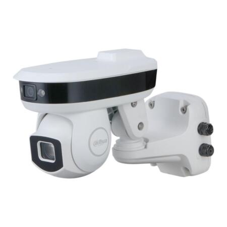 DAHUA-2016 | Dahua STARLIGHT IP motorized dome of 335°/sec., With fixed 4 megapixel CMOS camera, 100m IR for outdoor use. 1/1.8" 4 MP CMOS (1 for PTZ dome, 1 for fixed camera). Triple Stream H.265 / H.264 format. Resolution of up to 4MP at 25fps. PTZ optics of 10 ~ 50 mm, 6 mm panoramic lens. ICR filter OSD, AWB, AGC, BLC, HLC, real WDR 120dB, 2D / 3D-DNR, defog, EIS, privacy masks. Autotracking Perimeter protection, video metadata. Intelligent Detection (IVS). 300 DH-SD presets, Pelco-D / P. Bidirectional audio. 2 inputs / 1 alarm output. MicroSD slot Onvif, CGI. 12V DC Supports Hi-PoE.
