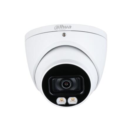 DAHUA-2043 | 4 in 1 Dahua dome Full Color StarLight with white illumination 40 m, for outdoors. 1/2.8” CMOS of 2MP. 4-in-1 output (HDCVI / HDTVI / AHD / 960H) switchable from OSD or UTC DAHUA-498 (PFM820). 3.6 mm lens (86°). 0.001 lux. OSD, AWB, AGC, BLC, HLC, 130dB WDR, 3D-NR, mirror, privacy masks. Built-in microphone. IP67 3AXIS. 12V DC