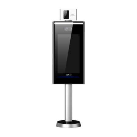 DAHUA-2190 | Dahua access control terminal with facial and body temperature detection with support for lathes. 7 inch IPS screen. Up to 100,000 faces. Supports display of health code and voice message. Supports anomaly alarm and voice prompts. Mask missing or blocked warning. 30 ° C ~ 45 ° C temperature measurement range. Accuracy: 0.1 ° C (≤ ± 0.5 ° C). DSS-EXPRESS management platform. Supports EU digital COVID certificate verification. Scope of indoor use