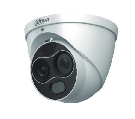 DAHUA-2207N | Domo térmico + visible Dahua WizSense. Resolución térmica 256x192. Detecta personas hasta 292m. Detecta vehículos hasta 778m. Distancia focal visible: 7mm (24°x18°). ICR, 0,05/0,005 lux, IR ≥30m. WDR digital, 2D/3D-NR, ROI. 1 entrada / 1 salida de audio. 1 entrada / 1 salida de alarma. Conexión inteligente con luz estroboscópica y audio. MicroSD, IP67, PoE