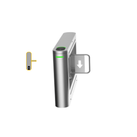DAHUA-2280 | Dahua Access Control Barrier. Right motor, right barrier, 1 reader. The DC motor ensures fast and stable operation of the rotating turnstile. Stainless steel cabinet with a thickness of 1.5 mm. Supports source configuration and power-on self-test. In the case of several almost simultaneous unlock requests, the barrier will not unlock until the last person has passed through the turnstile. Waterproof motor module. Adjustable lock delay duration. Supports nine step control modes. Supports intrusion alarm (entry and exit), overtime alarm, crawl alarm, ascent turnstile alarm, unlock anomaly alarm, etc. Flashing red indicator in case of alarm. Supports QR code recognition modules, facial recognition modules, and more (sold separately).