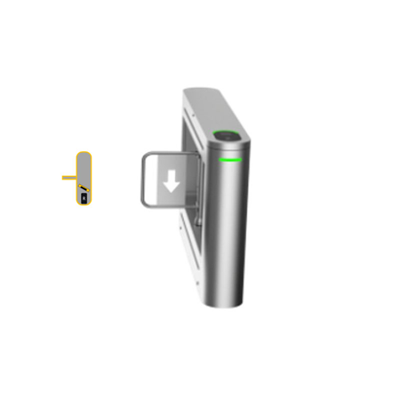 DAHUA-2286 | Dahua Access Control Barrier. Right motor, left barrier, 1 reader, 1 access control terminal with facial recognition. The DC motor ensures fast and stable operation of the rotating turnstile. Stainless steel cabinet with a thickness of 1.5 mm. Supports source configuration and power-on self-test. In the case of several almost simultaneous unlock requests, the barrier will not unlock until the last person has passed through the turnstile. Waterproof motor module. Adjustable lock delay duration. Supports nine step control modes. Supports intrusion alarm (entry and exit), overtime alarm, crawl alarm, ascent turnstile alarm, unlock anomaly alarm, etc. Flashing red indicator in case of alarm. Supports QR code recognition modules, facial recognition modules, and more (sold separately).