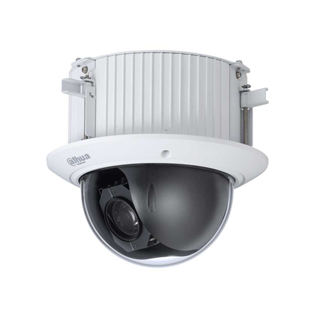 DAHUA-2693 | Domo motorizado 4 en 1 día/noche de 350°/seg., antivandálico para interior. CMOS 1/2,8” Sony® STARVIS™ de 2MP. Resolución 1080P (25 ips), 720P (25/50 ips). Salida 4 en 1 (HDCVI / HDTVI / AHD / 960H). Zoom óptico 25X de 4,8~120 mm (H: 58,5°~2,8°). Zoom digital 16X. Filtro ICR. OSD, AWB, AGC, BLC, HLC, WDR real 120 dB, 2D/3D-DNR, 24 mascaras de privacidad. 300 presets DH-SD, Pelco-D/P. 1 entrada de audio. 2 entradas / 1 salida de alarma. RS485. IK10. 24V CC. Incluye alimentador.