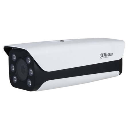 DAHUA-2697 | Cámara bullet IP Dahua AI para reconocimiento de matrículas (menos de 40km/h) con iluminación IR de 12m para exterior. CMOS 1/2,8” de 2MP. Un único Stream. Formato H.265/H.264M/H.264H/H.264B/MJPEG. Resolución de 2MP. Filtro ICR. Óptica motorizada de 3,2~10,5 mm (108,1°~30,3°) con autofocus. OSD, AWB, AGC, WDR 96dB, 3D-DNR. 3 entradas / 3 salidas de alarma. Admite MicroSD. 2 RS485, 1 RS232. RJ45 Gigabit. Onvif, CGI. IP67. 12V CC, 24V CA. PoE.