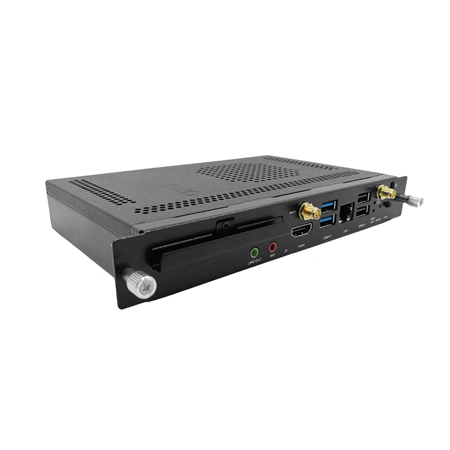 DAHUA-2721 | Módulo de PC desmontable para monitores interactivos Dahua. Compatible con los monitores DAHUA-2718, DAHUA-2719 y DAHUA-2720. CPU Intel Kaby Lake i5, 4G RAM, SSD de 128 GB. Memoria DDR4 de doble canal. Conexión JAE de 80 pines. Admite módulo M.2 WiFI / BT. Admite módulo SSD M.2