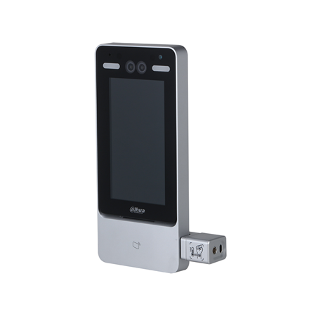 DAHUA-2783 | Terminal biométrico Dahua de control de accesos con identificación por reconocimiento facial, tarjeta IC, contraseña y combinaciones. Pantalla táctil LCD de 7" con una resolución de 600 x 1024. CMOS de 2 megapíxeles con WDR. Luz de rellenado automático contra contaminación lumínica. Soporte de desbloqueo mediante el rostro, tarjeta IC, contraseña y combinaciones. Hasta 50.000 usuarios, 50.000 imágenes faciales, 50.000 tarjetas, 50.000 contraseñas. Hasta 50 administradores. Registro de hasta 100.000 eventos. Reconocimiento facial prioritario del rostro más grande entre los rostros presentados simultáneamente (tamaño configurable vía web). Distancia de reconocimiento facial de entre 0,3 ~ 1 metro y rango de altura entre 0,9 ~ 2,4 metros. Puede reconocer más de 360 posiciones del rostro humano. Precisión de verificación facial> 99,5%. Velocidad de comparación facial ≤0,35s. Detección de vitalidad. Reconocimiento preciso en luz de fondo y luz delantera. Varios modos de visualización del estado de desbloqueo protegen la privacidad del usuario. Permite habilitar/deshabilitar el modo de supervisión de temperatura. Rango de supervisión de temperatura de 30°C ~ 45°C. Rango de distancia de supervisión de temperatura de 1~5 cm. Precisión de supervisión de temperatura de ≤0,3°C. Reporta alarma de anomalía de temperatura. Admite detección de mascarilla y alarma de anomalía en caso de no detectar la mascarilla. Admite alarma de coacción, alarma de manipulación, alarma de intrusión, alarma de tiempo de espera de cierre de puerta y alarma de tarjeta ilegal que supera el umbral. Admite usuarios generales, usuarios de patrulla, usuarios VIP, usuarios invitados y usuarios especiales
