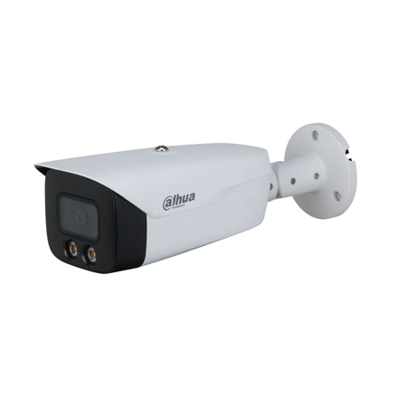 DAHUA-2845 | Cámara bullet Dahua 4 en 1 Full-Color con Smart Light de 50 m para exterior. CMOS 1/2,8” de 2MP. Salida 4 en 1 (HDCVI / HDTVI / AHD / 960H) conmutable por OSD o mando UTC DAHUA-498. Óptica fija de 3,6 mm (86,9°). 0,005 lux. Color 24h. OSD, AWB, AGC, BLC, HLC, WDR digital, 2D-NR, máscaras de privacidad. Incorpora micrófono. IP67. 3AXIS. 12V CC