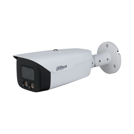 DAHUA-2845N | Dahua 4 in 1 Full-Colour Bullet Camera with Smart Light 50 m for outdoor use. 1/2.8" 2MP CMOS. 4 in 1 output (HDCVI / HDTVI / AHD / 960H) switchable via DAHUA-498 UTC remote control. Fixed 3.6 mm optics (86.9°). 0.005 lux. 24h color. OSD, AWB, AGC, BLC, HLC, digital WDR, 2D-NR, privacy masks. Built-in microphone. IP67. 3AXIS. 12V DC