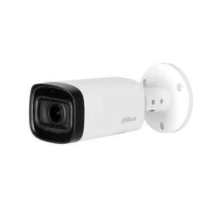 DAHUA-2847 | Dahua 4 in 1 bullet camera PRO series with Smart IR of 60 m for outdoor. 1 / 2.7 ”CMOS of 5MP. 4 in 1 output (HDCVI / HDTVI / AHD / 960H) switchable by OSD. 2.7 ~ 12mm (34 ° ~ 107 °) motorized lens. 0.005 lux. ICR filter. OSD, AWB, AGC, BLC, HLC, digital WDR, 2D-NR, privacy masks. IP67. 3AXIS. 12V DC