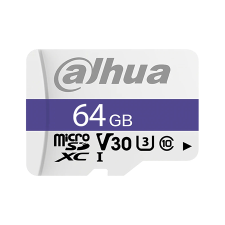 DAHUA-2859 | 64GB Dahua MicroSD card. Strong compatibility, support all kinds of digital products. Support 4K video recording, high definition image, recording at any time. Waterproof, temperature resistant, antimagnetic and withstands X-rays in case of safety inspections