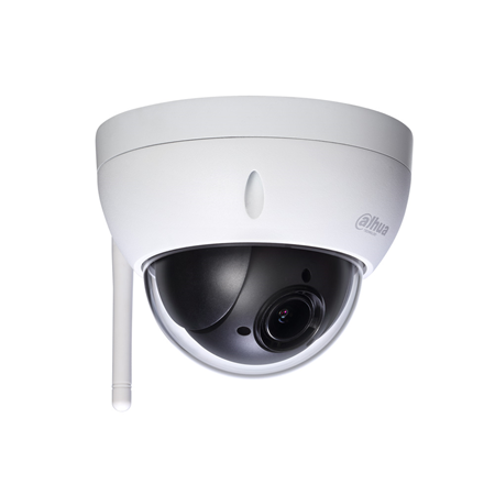 DAHUA-2878 | Mini IP motorized dome of 100 ° / sec. with WiFi, vandal resistant for outdoors. 1/3 ”CMOS of 4MP. Triple Stream. H.265 and H.264 format. Resolution up to 4MP at 25ips. ICR filter. 0.05 / 0.005 lux F1.6. 2.7 ~ 11mm (112.5 ° ~ 30 °) motorized lens. OSD, AWB, AGC, BLC, HLC, WDR 120dB, 2D / 3D-DNR, ROI zones, video sensor and privacy masks. Intelligent detection (IVS). Face detection. 300 DH-SD presets. MicroSD slot. Onvif, CGI. IP66, IK10. 12V DC