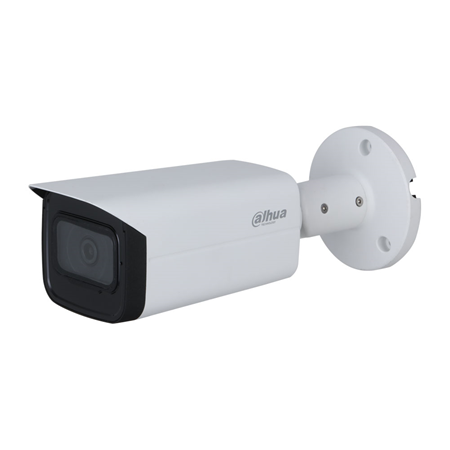 DAHUA-2926 | 4 in 1 PRO series bullet camera with 80 m Smart IR for outdoor use. 5MP 1/2.7" CMOS. 4 in 1 output (HDCVI / HDTVI / AHD / 960H) switchable via DIP switch. 3.6 mm (92°) fixed optics. 0.001 lux. ICR filter. OSD, AWB, AGC, BLC, HLC, WDR 120dB, 2D/3D-NR, privacy masks. Built-in microphone. IP67. 3AXIS. 12V DC.