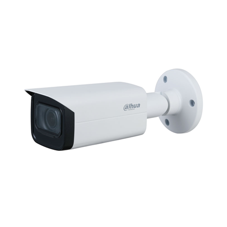 DAHUA-2927 | 4 in 1 PRO series bullet camera with 80 m Smart IR for outdoor use. 5MP 1/2.7" CMOS. 4 in 1 output (HDCVI / HDTVI / AHD / 960H) switchable via DIP switch. 2.7~13.5 mm (113°~31.4°) motorized optics. 0.001 lux. ICR filter. OSD, AWB, AGC, BLC, HLC, WDR 120dB, 3D-NR, privacy masks. Built-in microphone. IP67. 3AXIS. 12V DC.