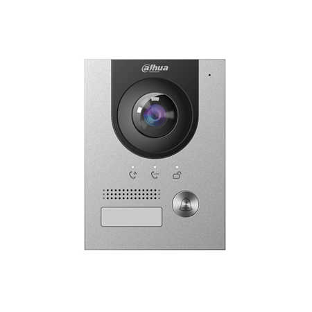 DAHUA-2930 | Dahua IP/2-wire SIP video door station suitable for outdoor use. H.265 video compression. 2MP CMOS and low illumination Colorful. ICR filter. 1.9 mm fisheye optics (168.6°). G.711u audio compression. 1 audio input. Two-way voice. 1 alarm output. Access control function with support for two locks. App allows you to talk to the visitor or unlock the door remotely from a mobile device. Compatible with 2-wire interface and RJ45 interface. IP65 degree of protection. Vandal protection IK07. 12V DC power output. PoE.