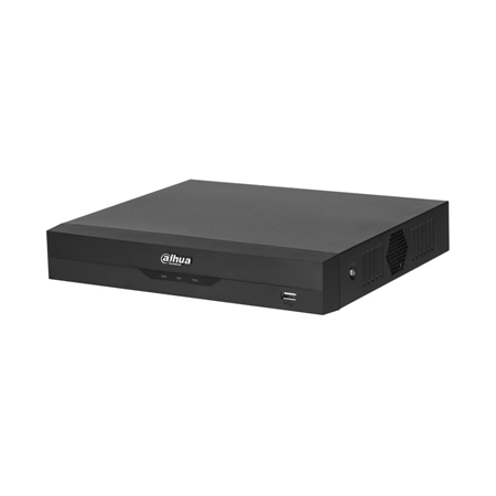 DAHUA-2944-FO | Dahua 5-in-1 XVR 16-channel HDCVI/HDTVI/AHD/CVBS + 2 IP 6MP channels (in addition to BNC inputs). BNC inputs can be adapted to IP. Formato AI/H.265+/H.265/H.264+/H.264. Bi-directional audio. 16-channel playback. 64 Mbps. Recording 1080N/720P (25 fps channel 1, 15 fps rest), 960H, D1, CIF (25 fps). HDMI output (1080P) and VGA output (1080P). 8-channel SMD Plus. Up to 1 SATA HDD up to 6TB. RJ45 Fast Ethernet. Onvif, CGI, P2P, DDNS. 2 USB 2.0, 1 RS485. 12V DC. Desktop