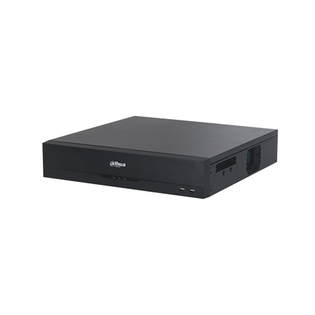 DAHUA-2953-FO | XVR 5 en 1 Dahua WizSense de 32 canales HDCVI/HDTVI/AHD/CVBS o 32 canales IP 8MP (sin sumar a las entradas BNC). Formato AI/H.265+/H.265/H.264+/H.264. Audio bidireccional. 16 entradas / 1 salida de audio. Reproduce 16 canales. 128 Mbps. Grabación 5M-N (10 ips), 4M-N, 1080P (15 ips), 1080N, 720P, 960H, D1, CIF (25 ips). 2 salidas HDMI (4K+1080P), salida VGA (1080P) y salida BNC. Protección perimetral de 2 canales. Reconocimiento facial de 2 canales. SMD Plus de 16 canales. 16 entradas / 6 salidas de alarma. Admite 8 HDD SATA de hasta 10TB. Puerto eSATA. RJ45 Gigabit. Onvif, CGI, P2P, DDNS. 4 USB, 1 RS485, 1 RS232. 12V CC. Sobremesa, rack 2U.