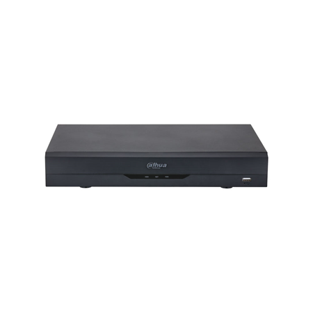 DAHUA-2976-FO | XVR 5 en 1 Dahua WizSense de 4 canales HDCVI/HDTVI/AHD/CVBS + 2 canales IP 6MP (sumado a las entradas BNC). Las entradas BNC pueden convertirse en IP. Formato AI/H.265+/H.265/H.264+/H.264. Audio bidireccional. 4 entradas / 1 salida de audio. Reproduce 4 canales. 32 Mbps. Grabación 5M-N (10 ips), 4M-N, 1080P (15 ips), 1080N, 720P, 960H, D1, CIF (25 ips). Salida HDMI (1080P) y salida VGA (1080P). Protección perimetral de 2 canales. Reconocimiento facial de 1 canal. SMD Plus de 4 canales. 8 entradas / 3 salidas de alarma. Admite 1 HDD SATA de hasta 6TB. RJ45 Fast Etehrnet. Onvif, CGI, P2P, DDNS. 2 USB, 1 RS485. 12V CC. Sobremesa.