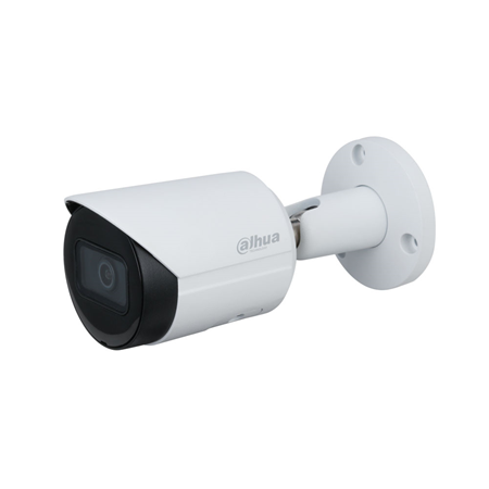 DAHUA-2986-FO | Dahua IP Bullet Camera with Smart IR 30m for outdoor use. 1/2.8" 2MP CMOS. 2 streams. Smart H.265+, Smart H.264+, H.265, H.264, MJPEG format. Resolution up to 1080P at 25ips. ICR filter. 0.002 lux F1.6. 2.8 mm (106°) fixed optics. OSD, AWB, AGC, BLC, HLC, WDR 120dB, 3D-NR, 4 ROI zones, mirror, video sensor, and privacy masks. Intelligent detection (IVS). MicroSD slot. Onvif, CGI, P2P. IP67. 3AXIS. 12V DC. PoE