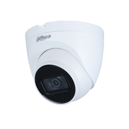 DAHUA-2987-FO | Domo fijo IP Dahua con Smart IR de 30m para exterior. CMOS 1/2,8” de 2MP. 2 streams. Formato Smart H.265+, Smart H.264+, H.265, H.264, MJPEG. Resolución de hasta 1080P a 25ips. Filtro ICR. 0,002 lux F1.6. Óptica fija de 2,8 mm (106°). OSD, AWB, AGC, BLC, HLC, WDR 120dB, 3D-NR, 4 zonas ROI, espejo, videosensor y mascaras de privacidad. Detección inteligente (IVS). Ranura MicroSD. Onvif, CGI, P2P. IP67. 3AXIS. 12V CC. PoE