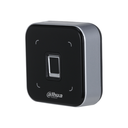 DAHUA-3040 | Dahua fingerprint and waterproof Mifare card reader. Contactless reading of Mifare cards. Supports RS-485 communication protocol. It incorporates buzzer and indicator. Supports tampering alarm. Built-in watchdog for detection and control of operating status. All connection ports have overcurrent and overvoltage protection. Surface installation. PC material, acrylic panel and IP65 degree of protection. Suitable for indoor and outdoor use