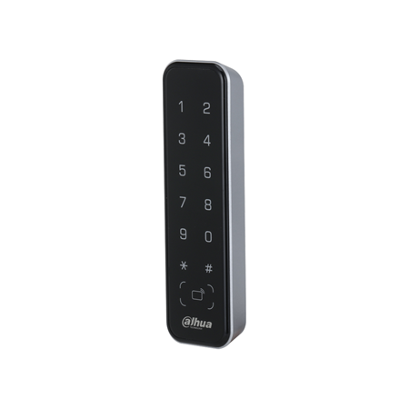 DAHUA-3047 | Dahua ID card reader with waterproof keypad. Contactless reading of ID cards. Supports RS-485 and Wiegand communication. It incorporates buzzer and indicator. Supports tampering alarm. Built-in watchdog for detection and control of operating status. All connection ports have overcurrent and overvoltage protection. Surface installation. PC material, acrylic panel and IP66 degree of protection. Suitable for indoor and outdoor use