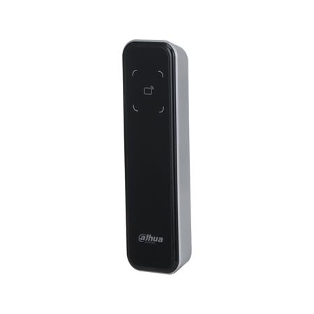 DAHUA-3049 | Dahua waterproof ID card reader. Contactless reading of ID cards. Supports RS-485 and Wiegand communication. It incorporates buzzer and indicator. Supports tampering alarm. Built-in watchdog for detection and control of operating status. All connection ports have overcurrent and overvoltage protection. Surface installation. PC material, acrylic panel and IP66 degree of protection. Suitable for indoor and outdoor use